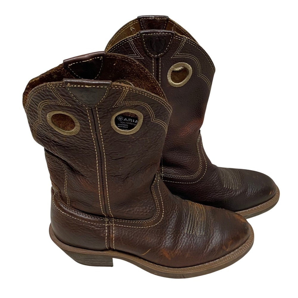 Ariat Mens Trail Hand Brown Leather‎ Cowboy Boots Size 10D Western Work Soft Toe